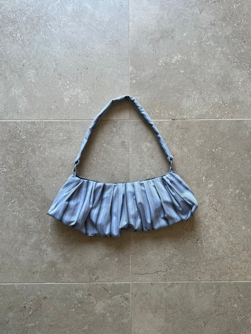 Light Blue Pleated Bag (w/ Pocket)