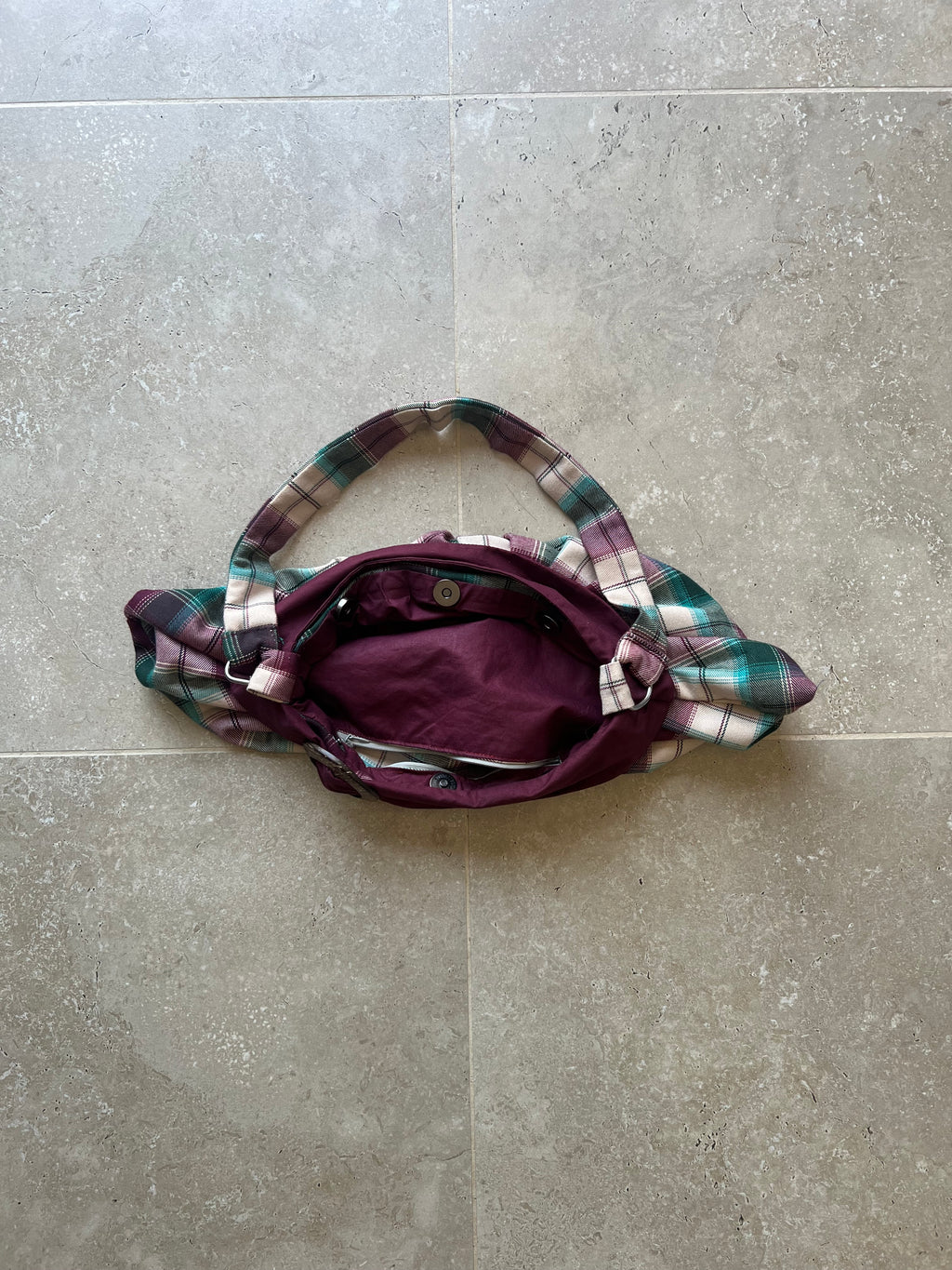 Checked Buckle Bag