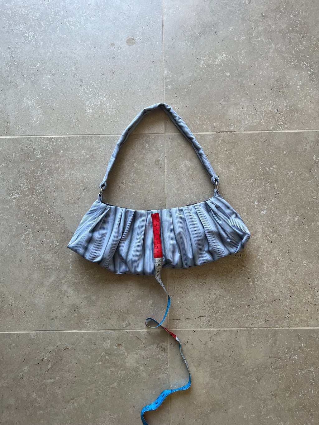 Light Blue Pleated Bag (w/ Pocket)