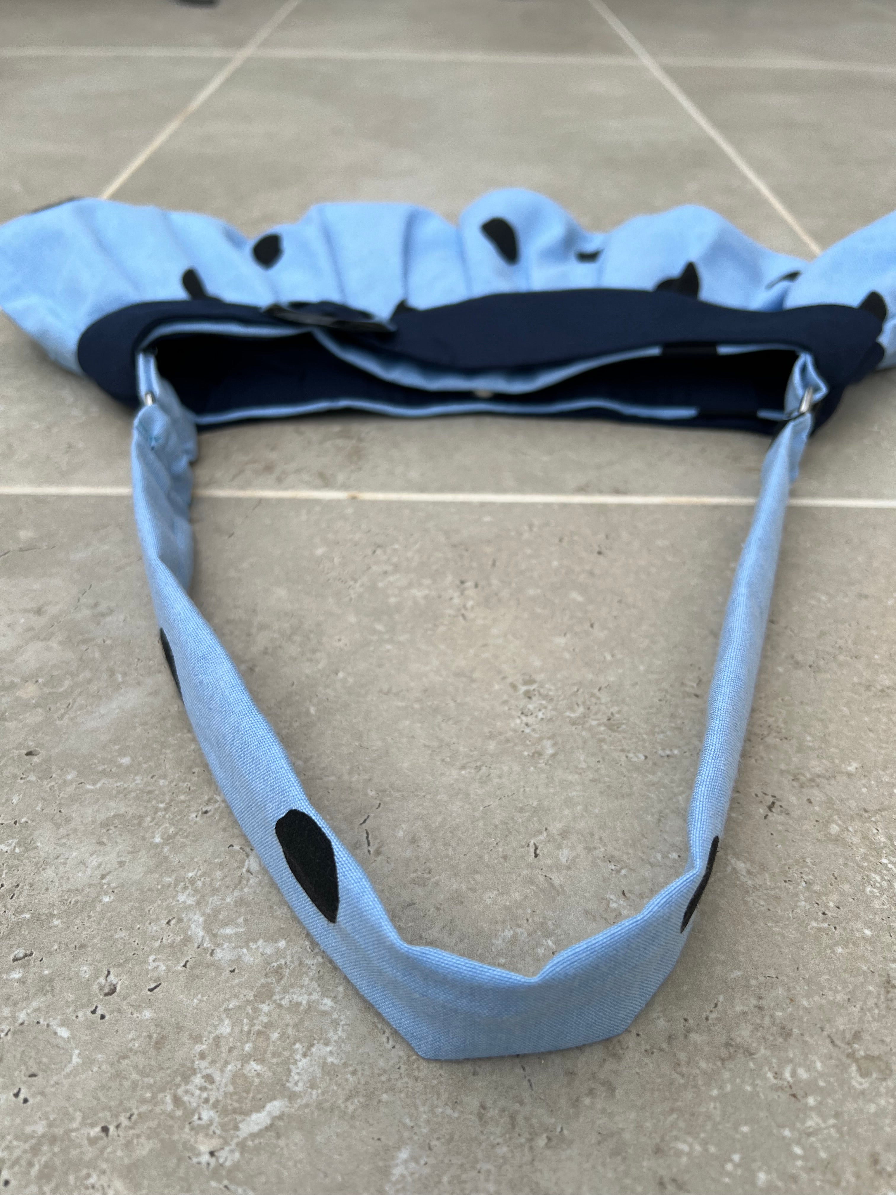 Light Blue and Black Polka Dot Purse