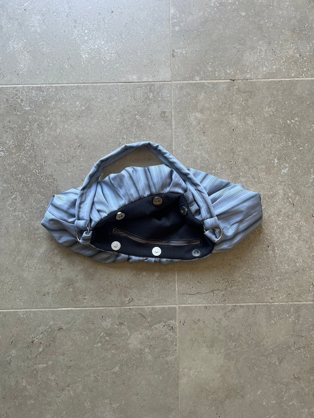 Light Blue Pleated Bag (w/ Pocket)