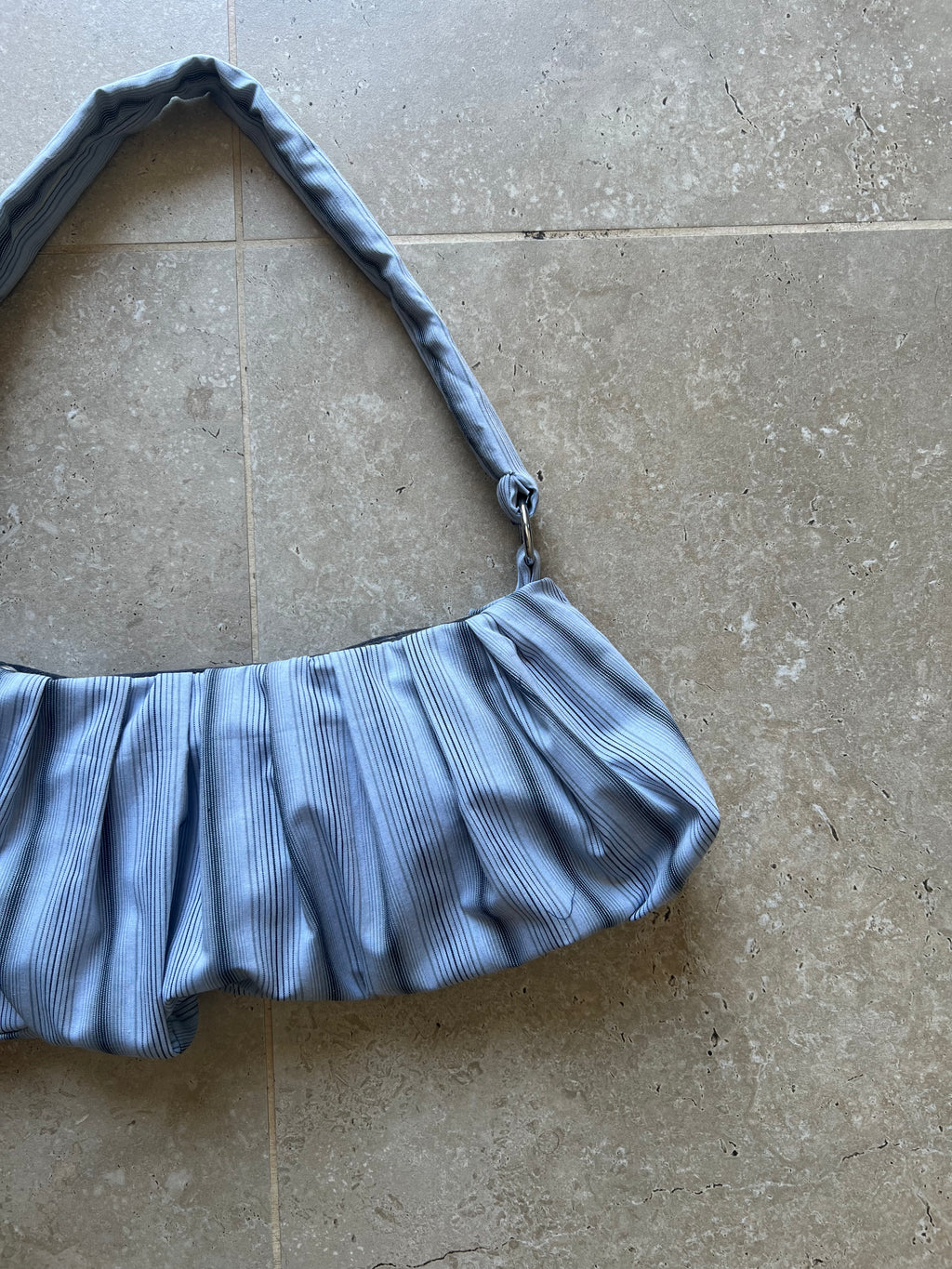 Light Blue Pleated Bag (w/ Pocket)