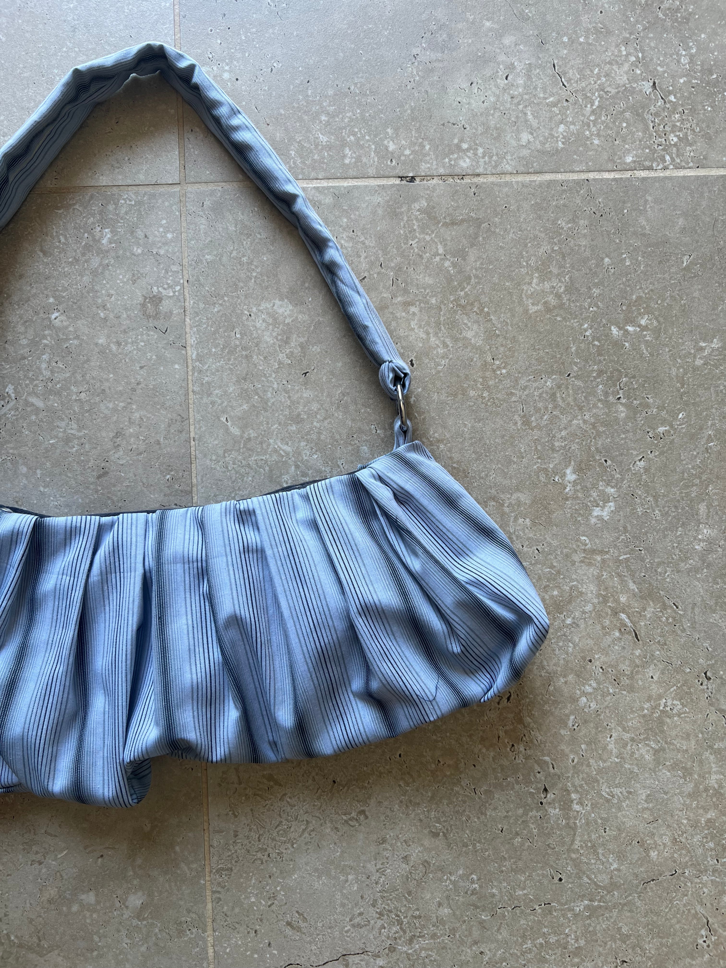 Light Blue Pleated Bag (w/ Pocket)