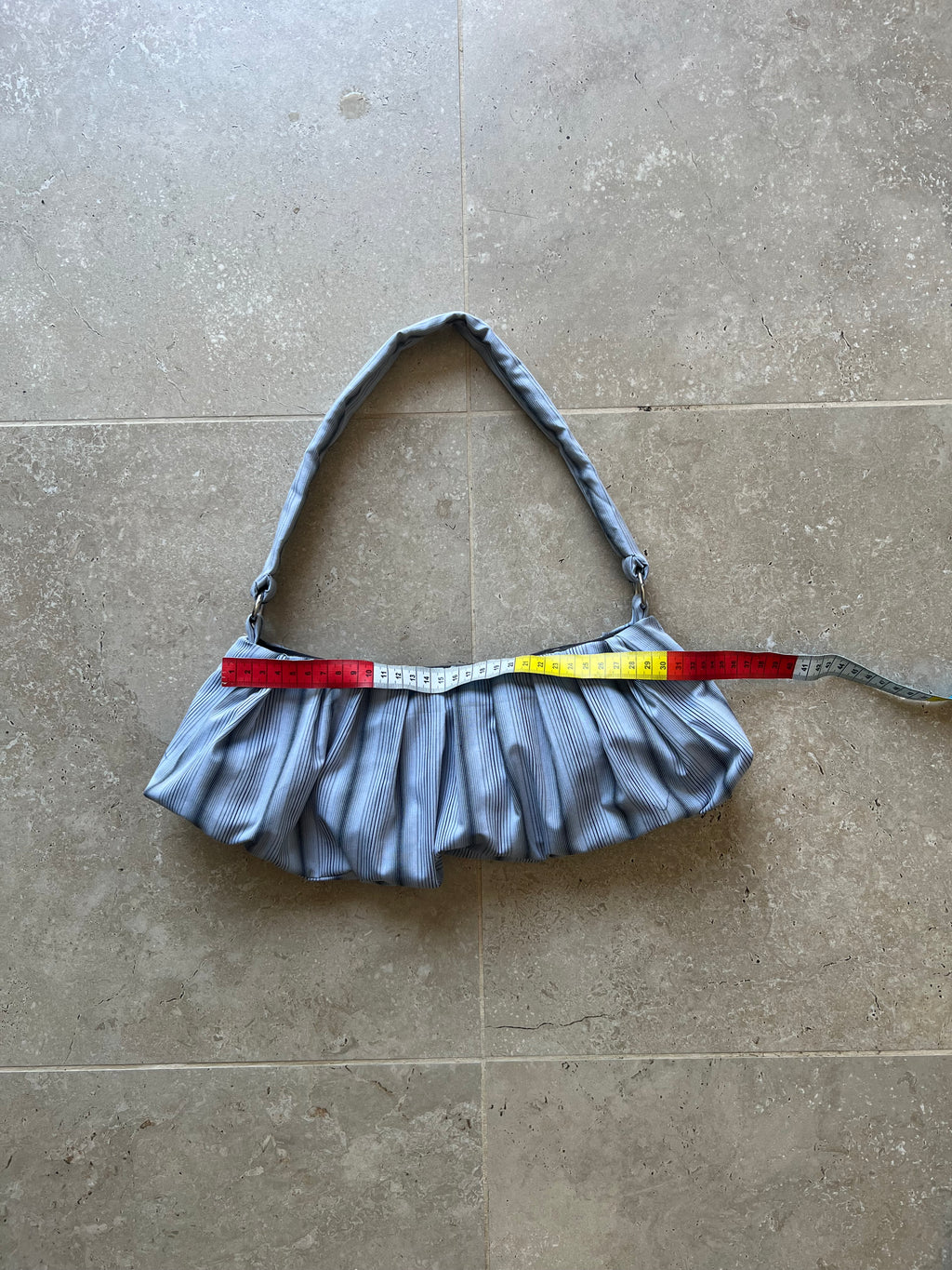 Light Blue Pleated Bag (w/ Pocket)