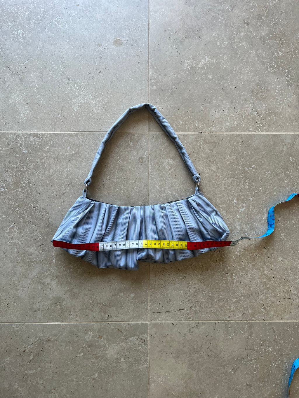 Light Blue Pleated Bag (w/ Pocket)