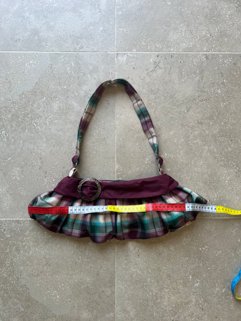 Checked Buckle Bag